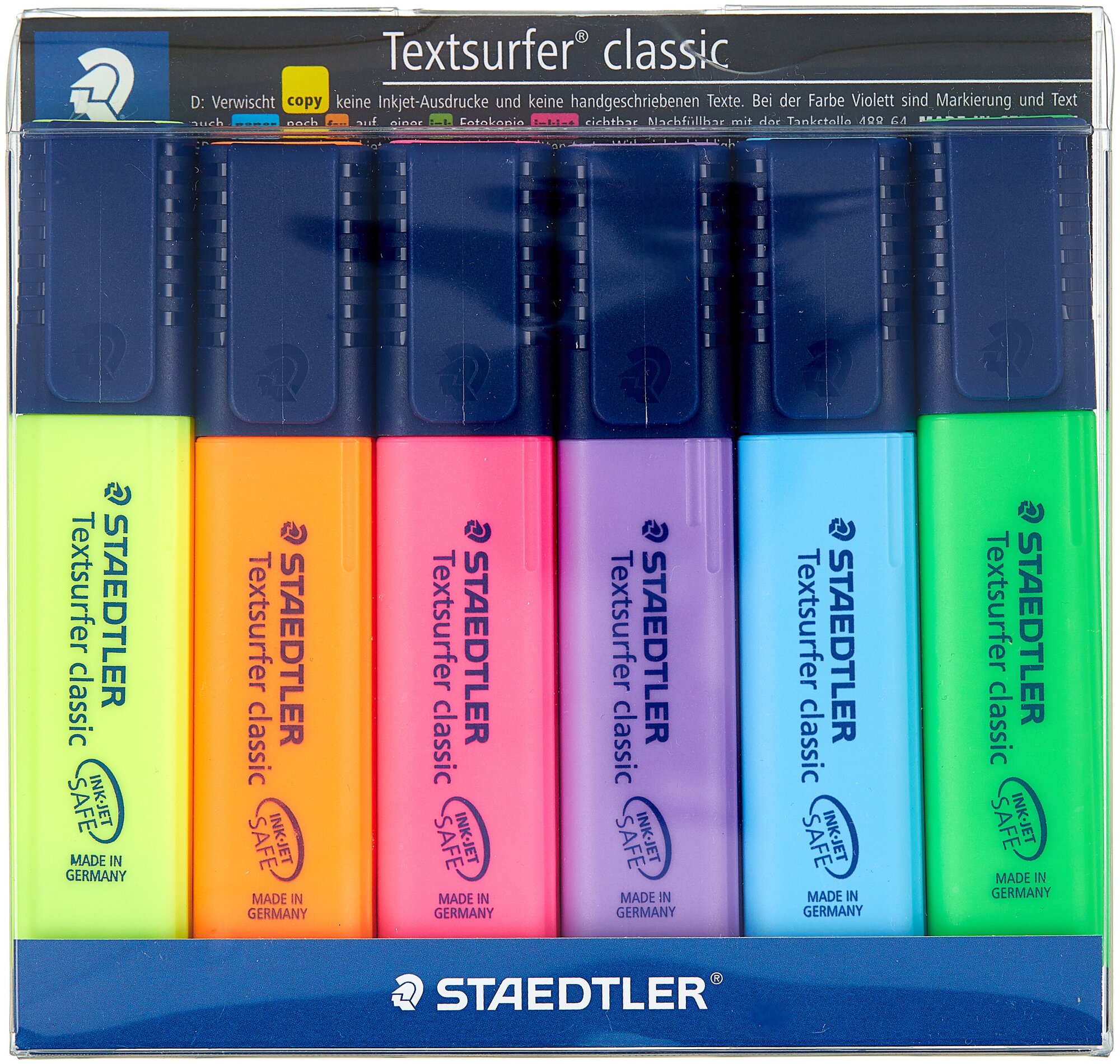 Текстмаркеры STAEDTLER, набор 6 штуки, "Textsurfer Classic", скошенные, 1-5 мм, 364 WP6