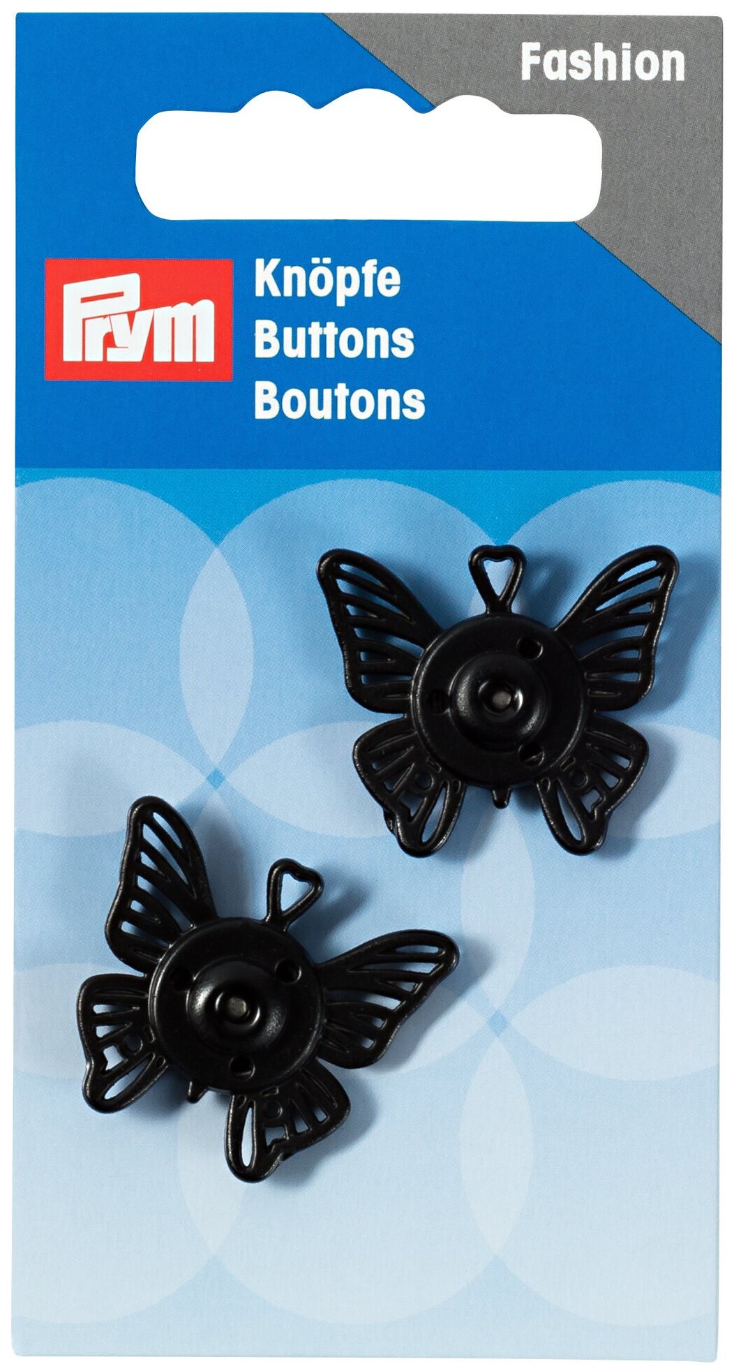 Пришивные кнопки "Бабочка", размер 25мм , латунь/цинк, черный, 2шт в упаковке PRYM 341941