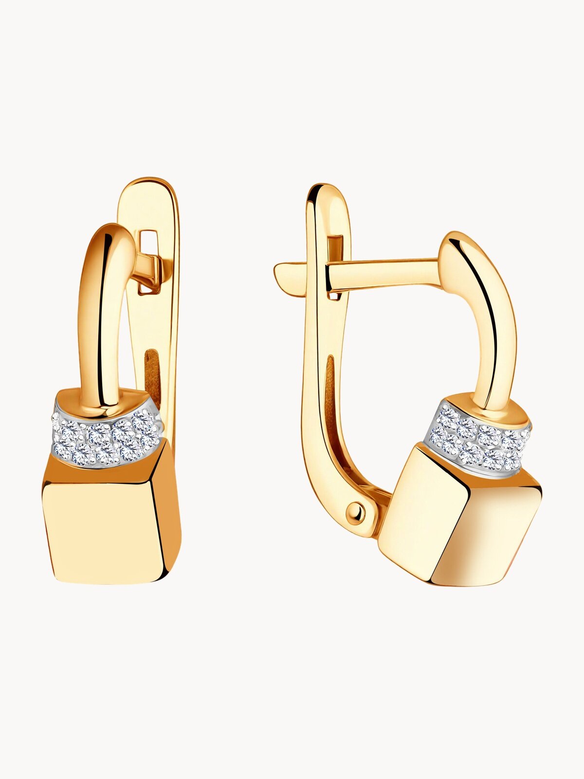 Серьги Diamant online, красное золото, 585 проба, фианит