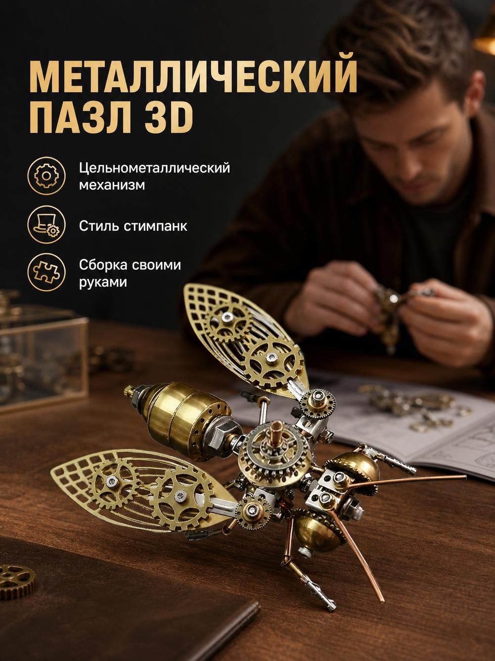 3D конструктор из нержавеющей стали механический сборный DIY модель для творчества и развития