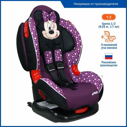 Автокресло группа 1/2 (9 25 кг) Siger Disney Кокон isofix, Минни Маус звезды