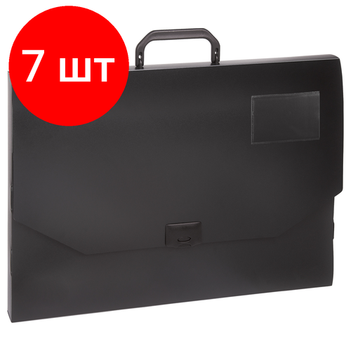 Комплект 7 шт, Папка-портфель 1 отделение OfficeSpace А3, 900мкм, черная