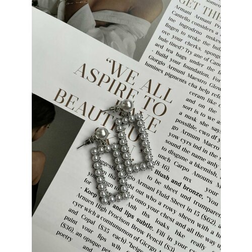 Серьги , пластик, серый