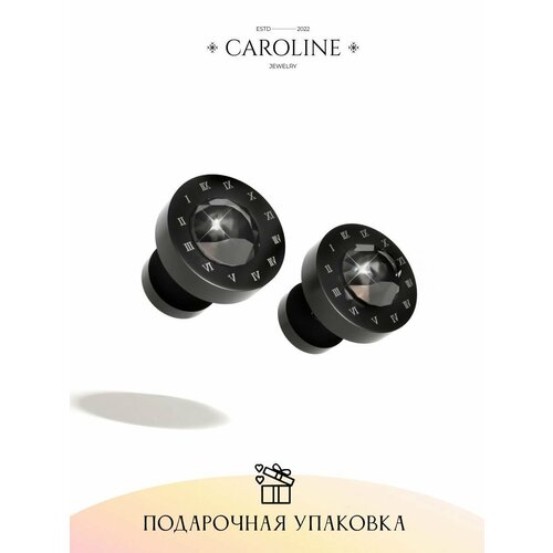 Серьги пусеты Caroline Jewelry, черный