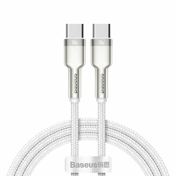 Кабель USB-C BASEUS Cafule Series Metal Type-C - Type-C, 5A, 100W, 1 м, белый