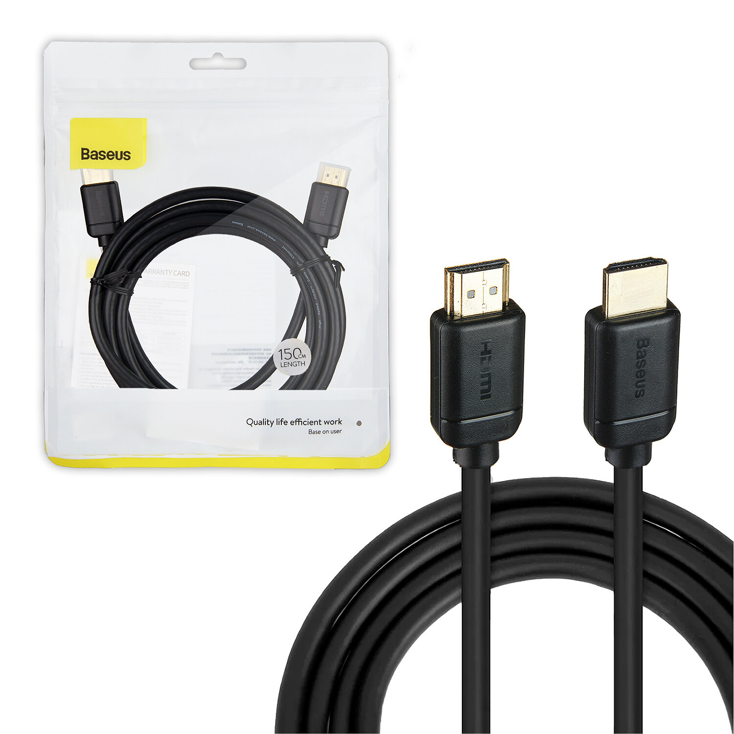 4k Кабель Baseus High Definition Series HDMI To HDMI 4k Adapter Cable 1.5m Black (WKGQ030201)