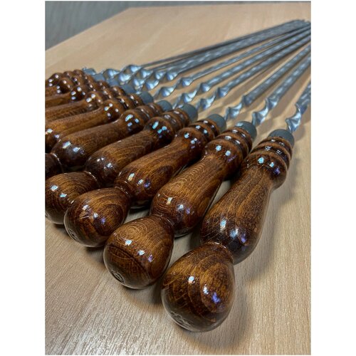 Набор шампуров с деревянной ручкой 45 см, 8 предметов / Шашлычный набор 8 шт. / Набор для мангала / Набор для шашлыка набор шампуров кабаны 1