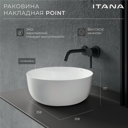 Изображение товара Раковина накладная для ванной ITANA POINT white 358х358х137
