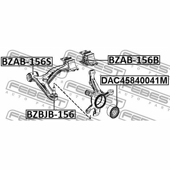 Сайлентблок рычага подвески для автомобиля Mercedes Benz, FEBEST BZAB-156B (1 шт.)