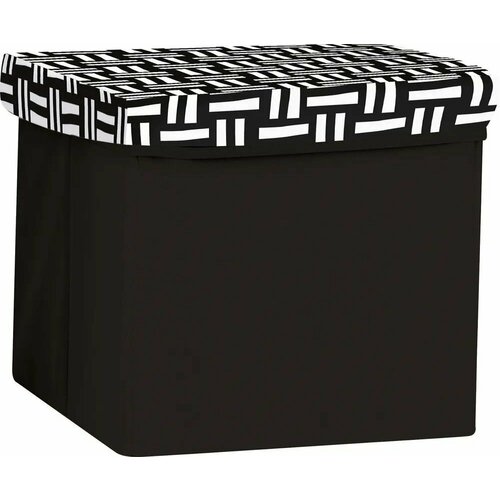 Пуф складной с отделением для хранения дизайн - плетенка черно-белый 303030 см 924₽