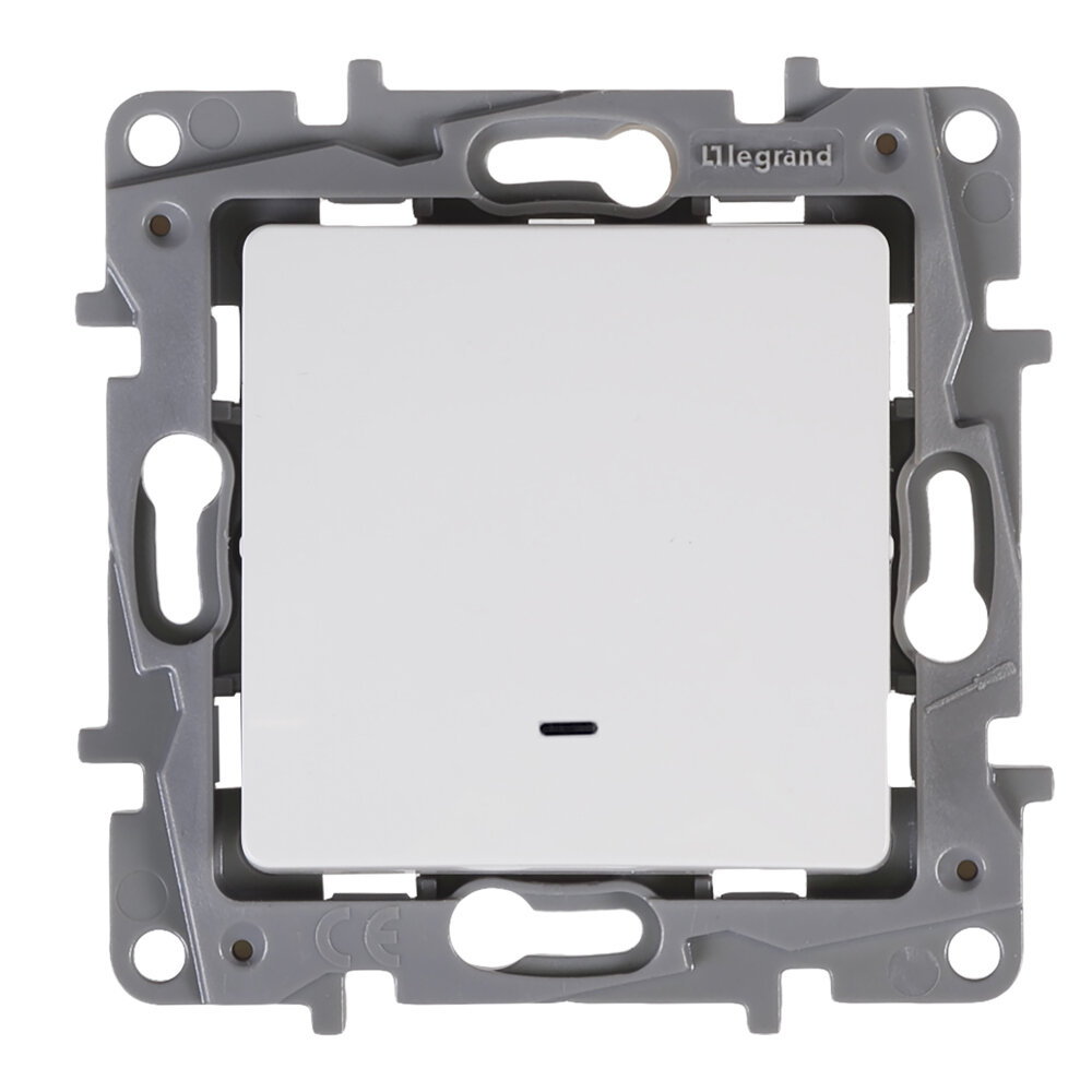 Выключатель одноклавишный с подсветкой/индикацией - Legrand Etika - 10А 250В безвинтовые зажимы - белый