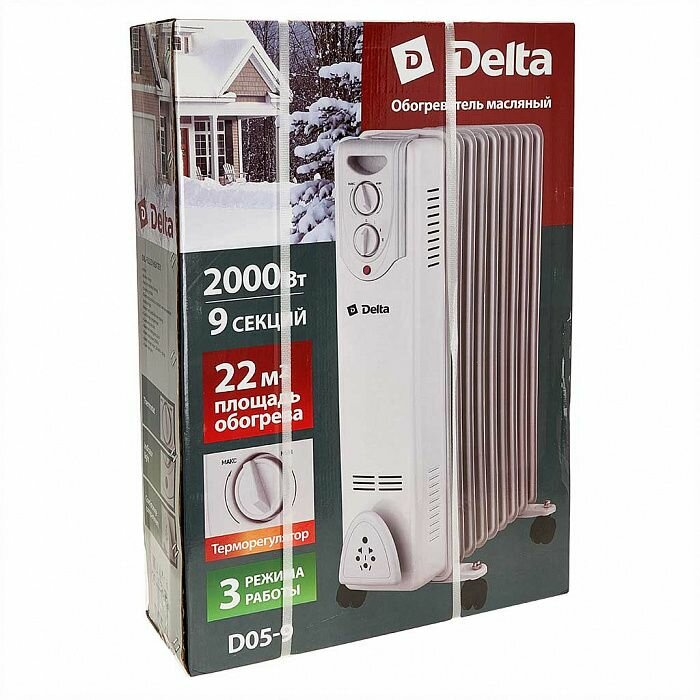 Изображение Обогреватель масляный D05-9 DELTA, 9 секций, 2000 Вт.