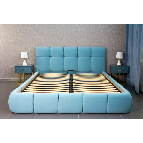 VIERO Двуспальная кровать Марракеш мягкое изголовье с размером спального места 200х200 с ортопедическим основанием и подъемным механизмом