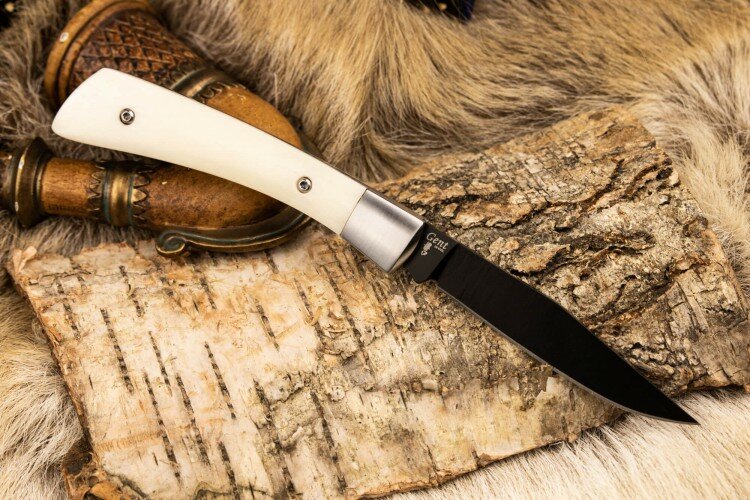 Нож складной Kizlyar Supreme GENT D2 BT BNH (Black Titanium, Bone Handle)