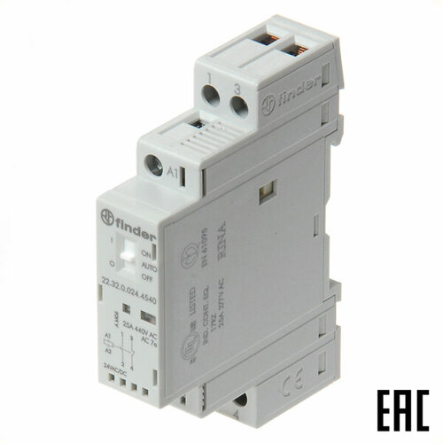 Контактор 223200244540 модульный 24В АСDC 25А 1з1р серия 22 Finder 6132₽