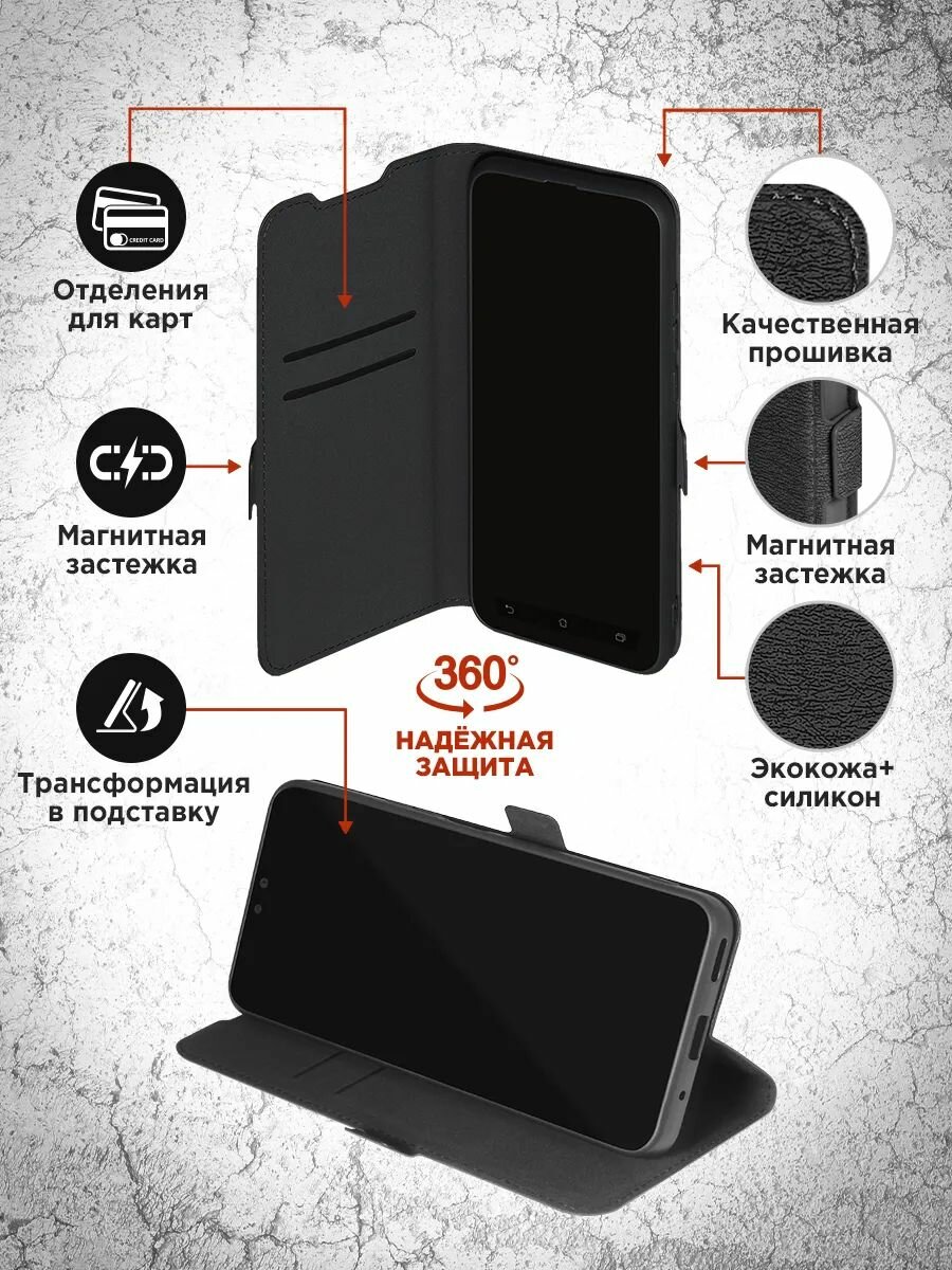 Чехол-книжка для Tecno Camon 30S (Техно Камон 30C) противоударный, с отделением под карты, крышка с магнитом из эко кожи с картинкой лиса природа — фото 1
