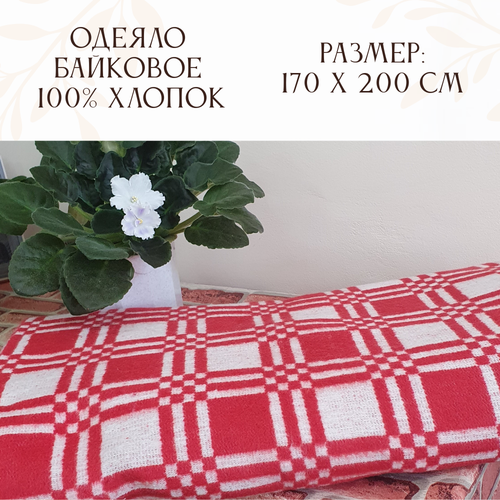 фото Одеяло 100% хлопок 170x200 красная клетка 400г вулли вул текс