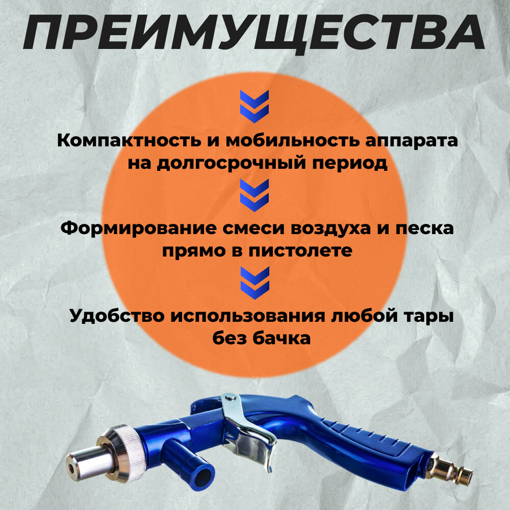 Изображение Пескоструйный пистолет РМ-91181, с байонетным креплением, 320 - 19 л/мин