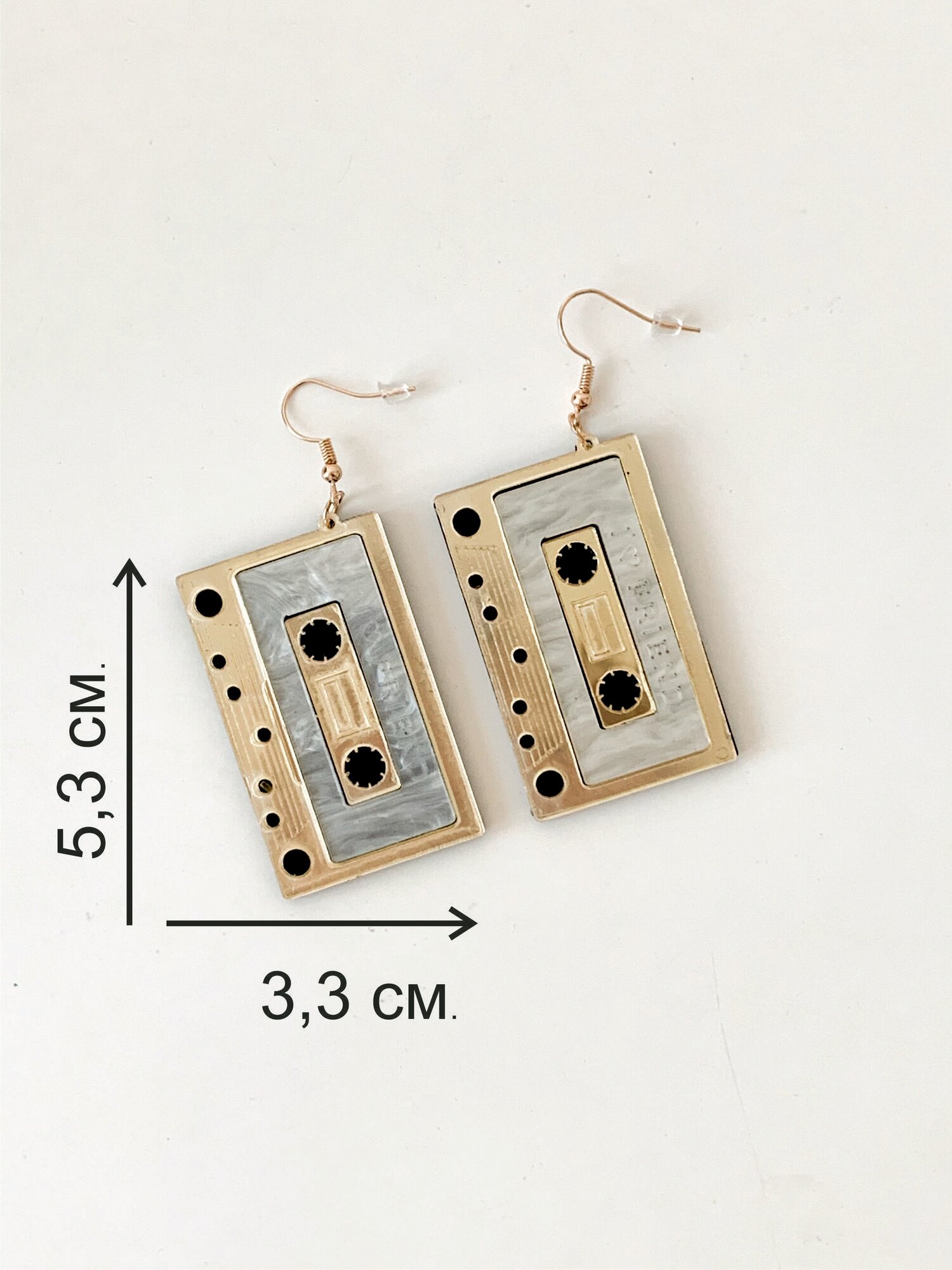 Серьги с подвесками Bag & You, акрил, размер 53 мм, золотистый — фото 1