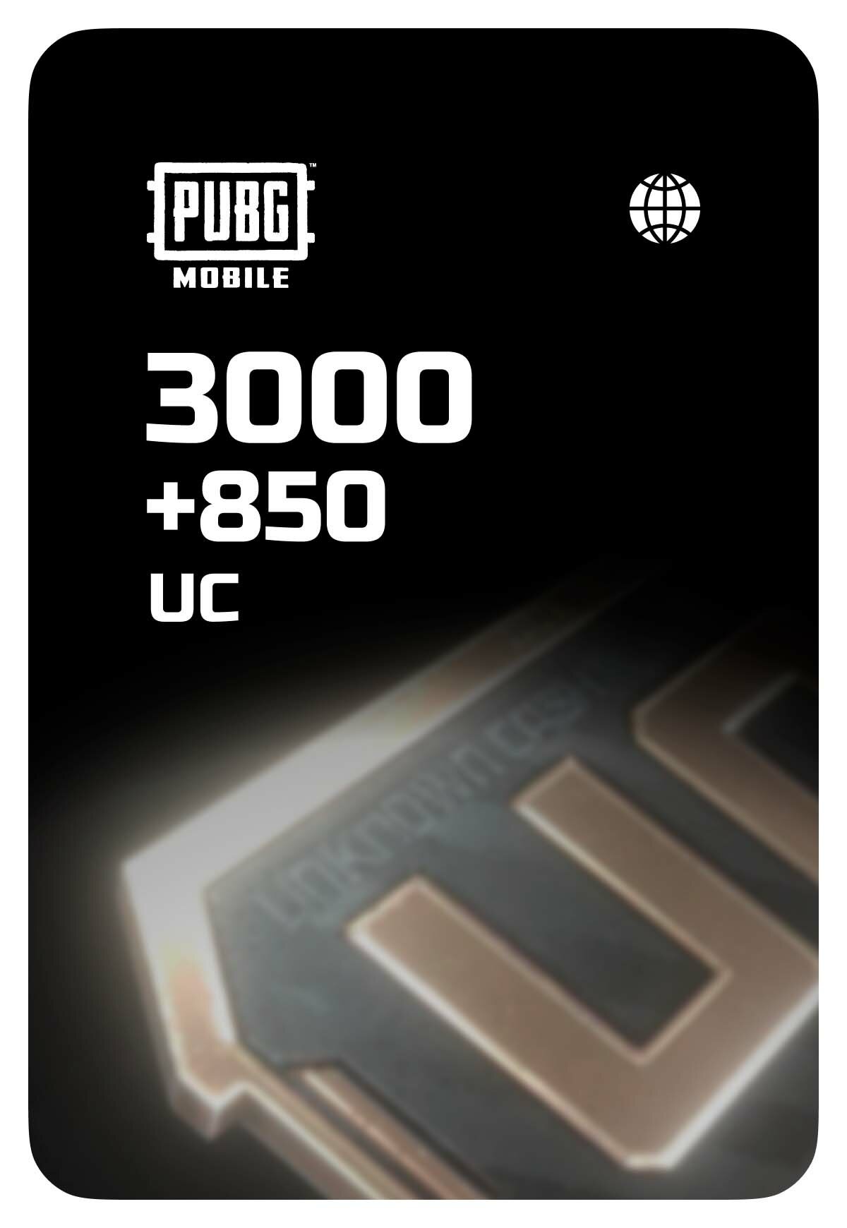 Игровая валюта PUBG Mobile 3000 + 850 UC - Global (PUBG Mobile; Android, iOS; Регион активации РФ, СНГ)