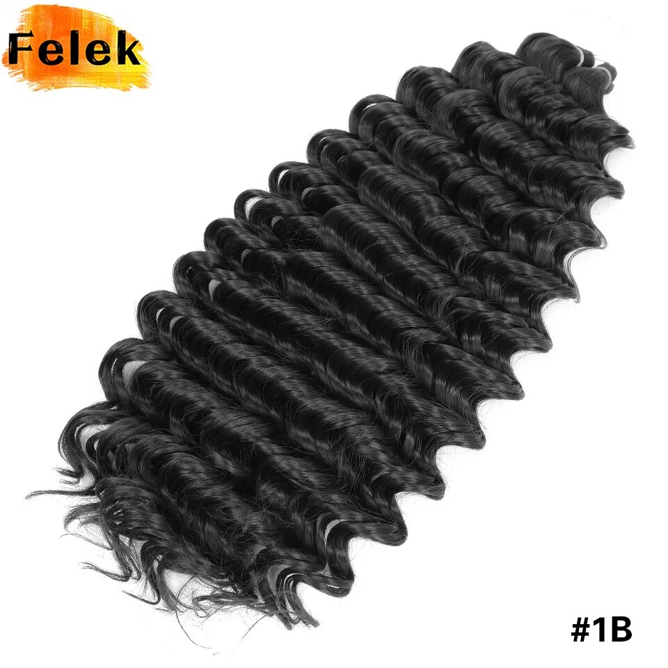 Синтетические косы Felek Deep Wave 24", омбре, каштановые Черный, 6 шт./лот, # 1Б