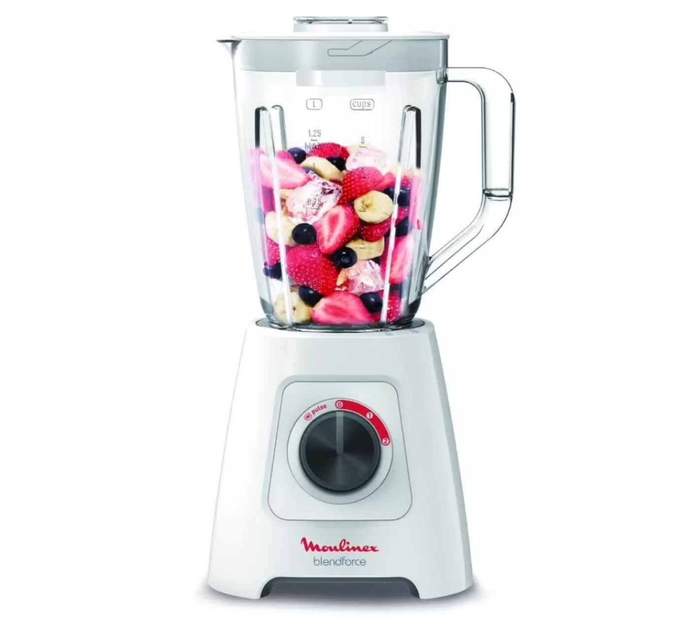 Блендер Moulinex LM420110 BlendForce, стационарный, 600 Вт, пластик, 2 скорости, белый