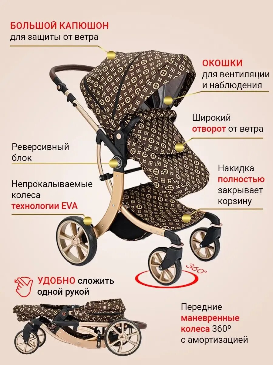 Детская коляска трансформер BibiKids 608 3 в 1 для новорожденных Limited 2025 — фото 1