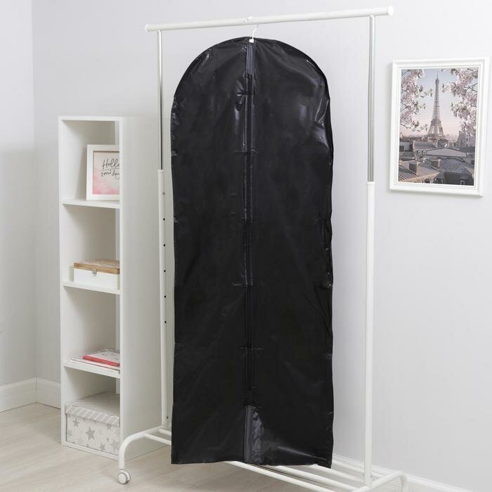 Чехол для одежды плотный Доляна, 60×160 см, PEVA, цвет чёрный - фотография № 1