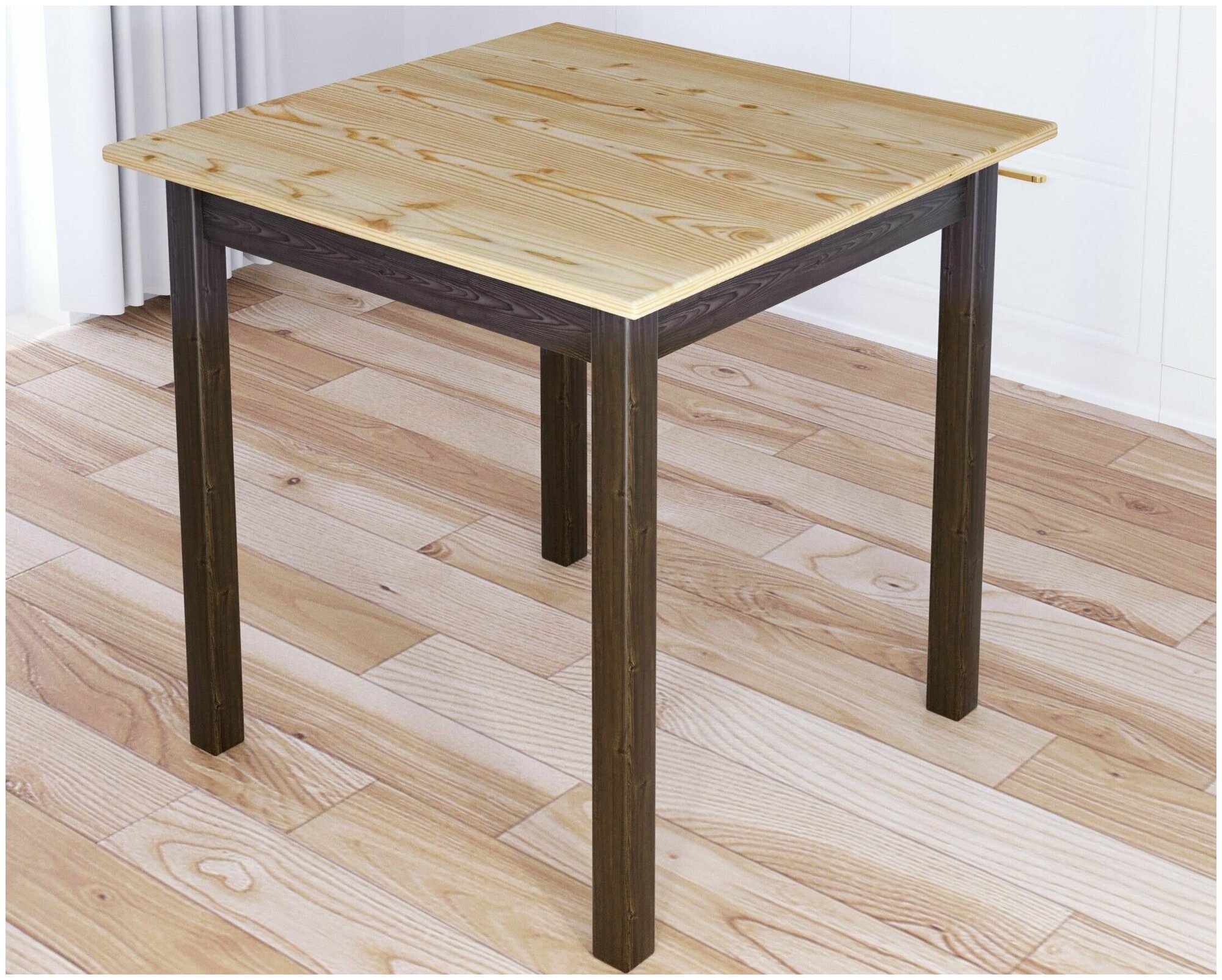 фото Стол кухонный Классика квадратный с лакированной столешницей 20 мм и ножками цвета темного дуба, 60х60х75 см