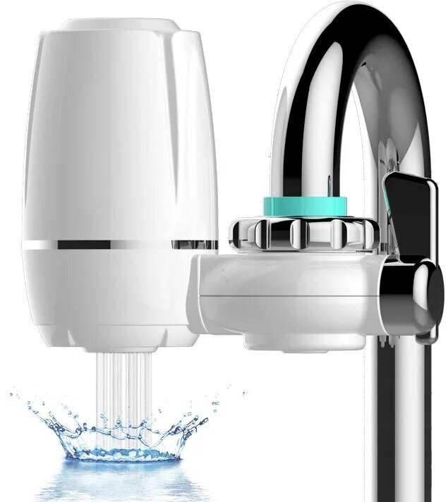 Проточный фильтр для воды Water Purifier, с установкой на кран, с запасным картриджем, цвет белый - фотография № 1