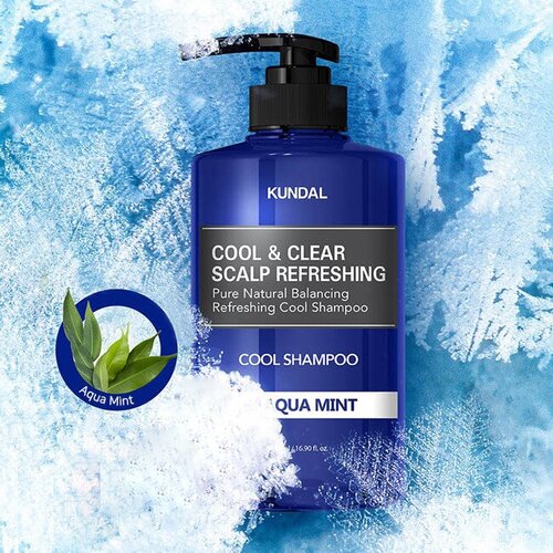 KUNDAL Cool & Clear Scalp Refreshing Cool Shampoo_Aqua Mint - Охлаждающий шампунь с ароматом мяты, 500 мл