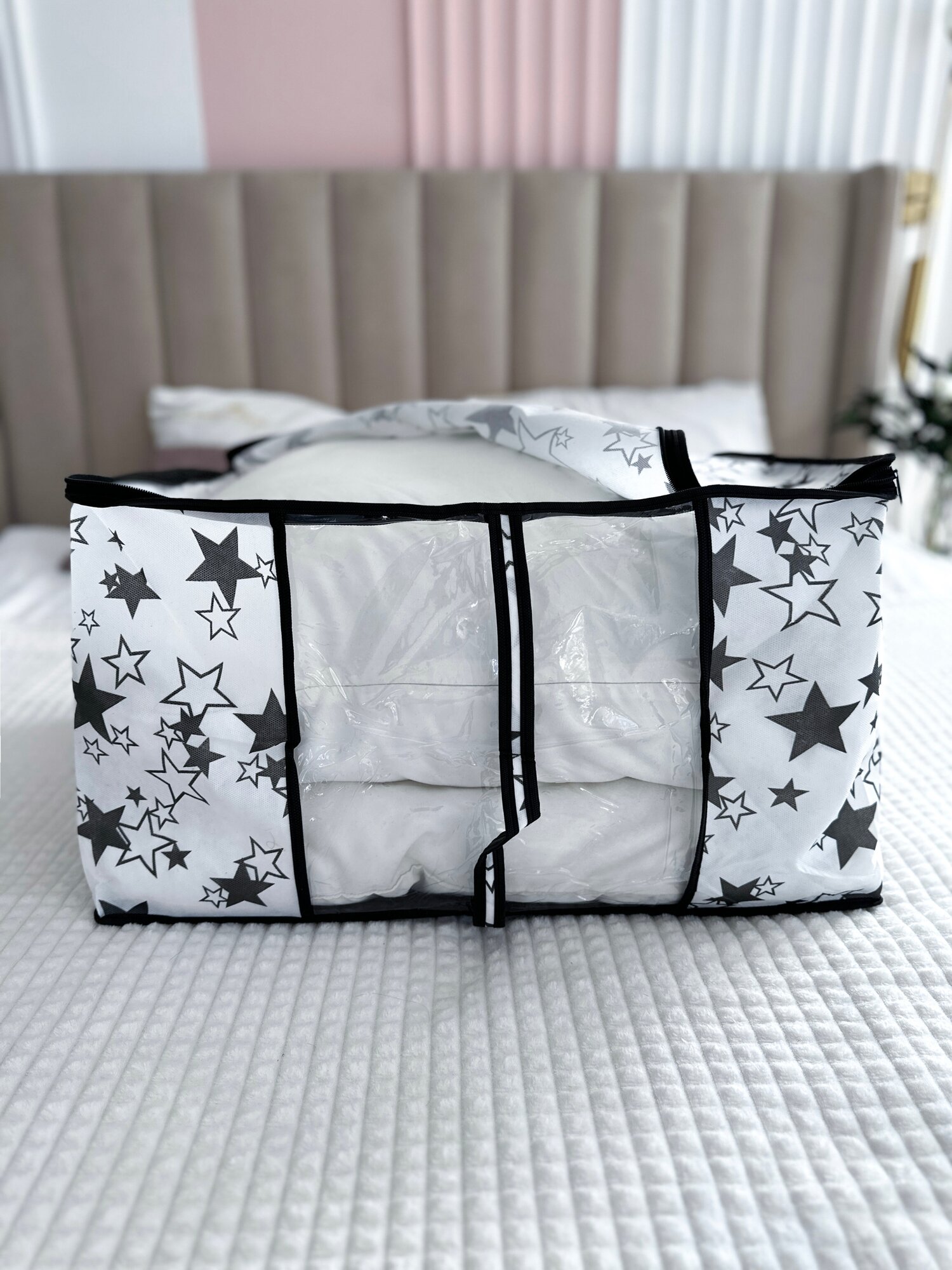 Кофр Homy Mood для хранения одеял и подушек 60x50x35см, 2шт, белый - фотография № 10