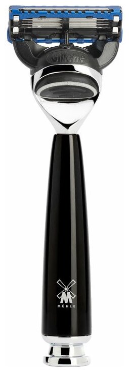 Бритвенный набор MUEHLE RYTMO, черная смола, натуральный барсучий ворс, бритва Fusion, чаша - фото №2