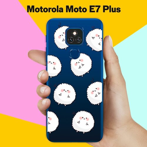 Силиконовый чехол на Motorola Moto E7 Plus Белые ежики / для Моторола Мото Е7 Плюс силиконовый чехол на motorola moto e7 plus горное озеро для моторола мото е7 плюс