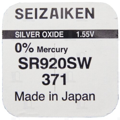 Батарейка для часов Seiko Seizaiken 371 SR920SW Silver Oxide 1.55V, в блистере 1 шт.