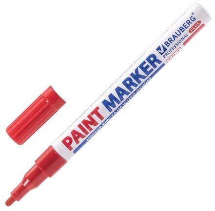 Маркер-краска лаковый (paint marker) 2 мм, красный, нитро-основа, алюминиевый корпус, BRAUBERG PROFESSIONAL PLUS, 151440