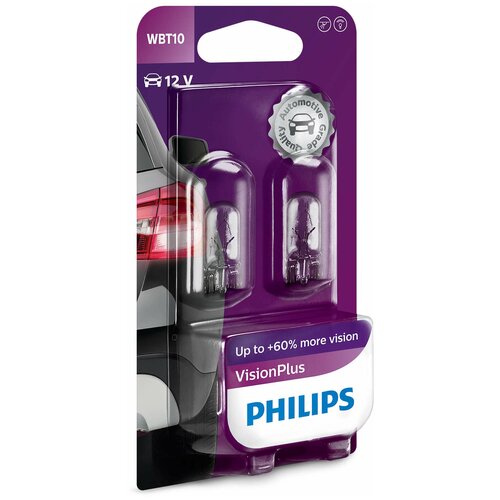 PHILIPS 12040VPB2 Лампа WB T10 12V 6W (блистер 2шт.)