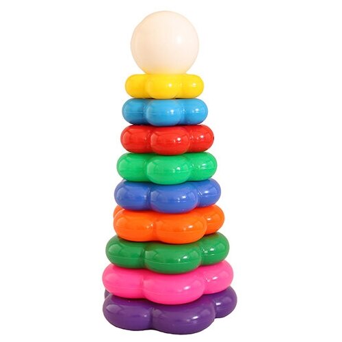 развивающая игрушка стром цветочек 28 см Развивающая игрушка СТРОМ Игра Совтехcтром Пирамида Цветочек, 9 дет., разноцветный