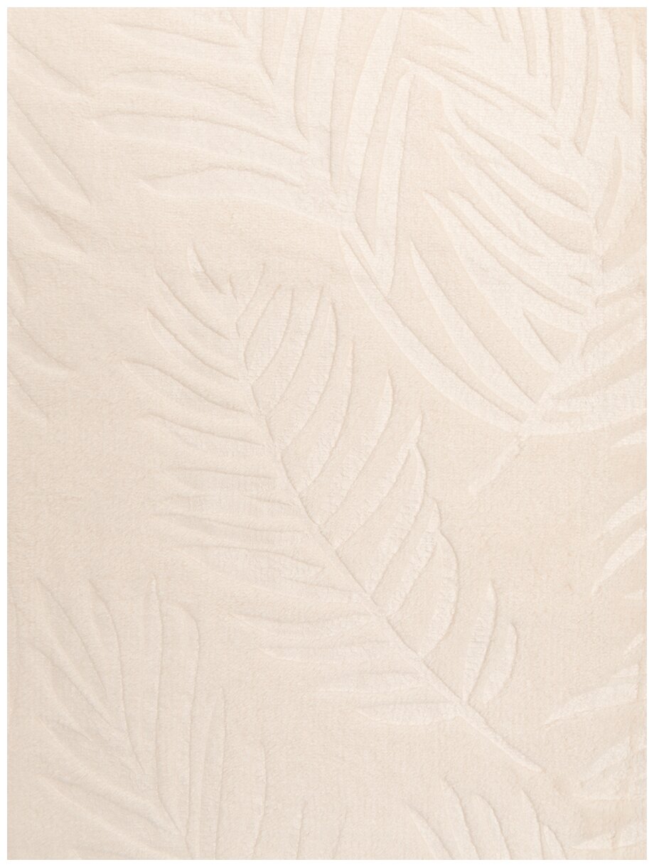 Плед, фланель тисненый, 150x200, орнамент листья, кремовый - фотография № 3