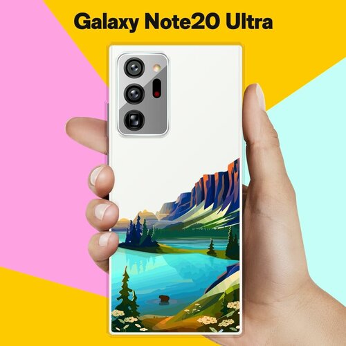 Силиконовый чехол на Samsung Galaxy Note20 Ultra Озеро и горы / для Самсунг Галакси Ноут 20 Ультра