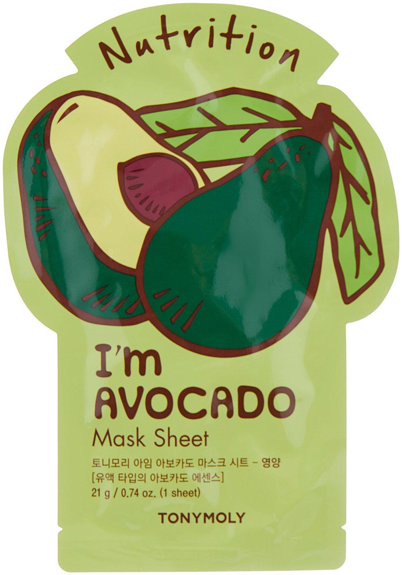 TONY MOLY тканевая маска I'm Avocado, 21 г, 21 мл