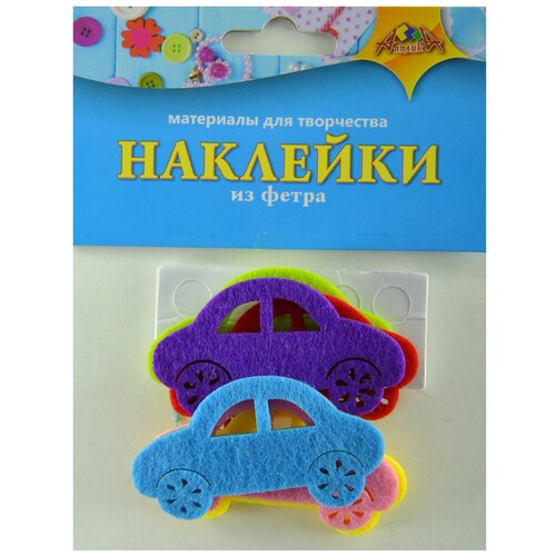 Апплика Наклейки из фетра для декорирования Машинки С3108, 6 шт.