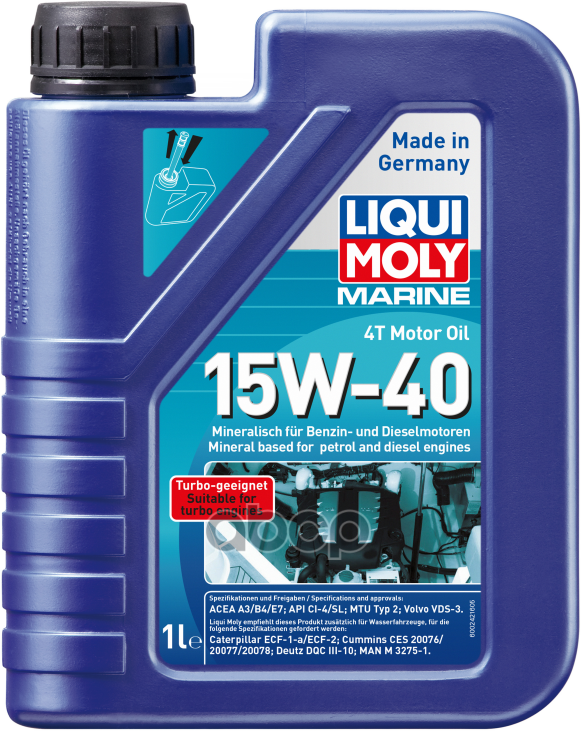 Масло Моторное Для Лодок Marine 4T Motor Oil 15W-40 Ci-4/Sl A3/B4/E7 (1Л) Liqui moly арт. 25015