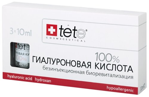 TETe Cosmeceutical Hyaluronic Acid 100% средство для лица Гиалуроновая кислота 100%, 10 мл, 3 шт.