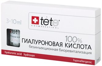 TETe Cosmeceutical Hyaluronic Acid 100% средство для лица Гиалуроновая кислота 100%, 10 мл , 3 шт.