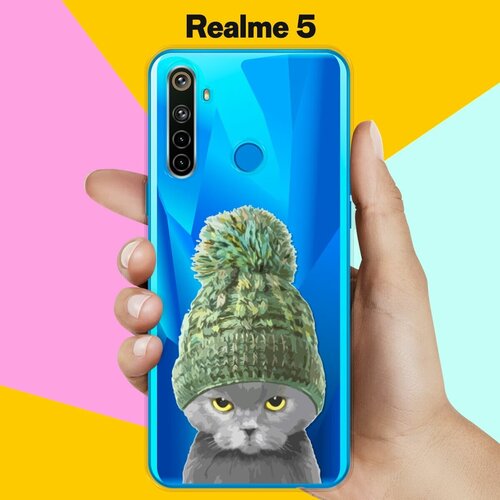 Силиконовый чехол на realme 5 Серый кот / для Реалми 5 силиконовый чехол на realme 5 кот на зеленом для реалми 5