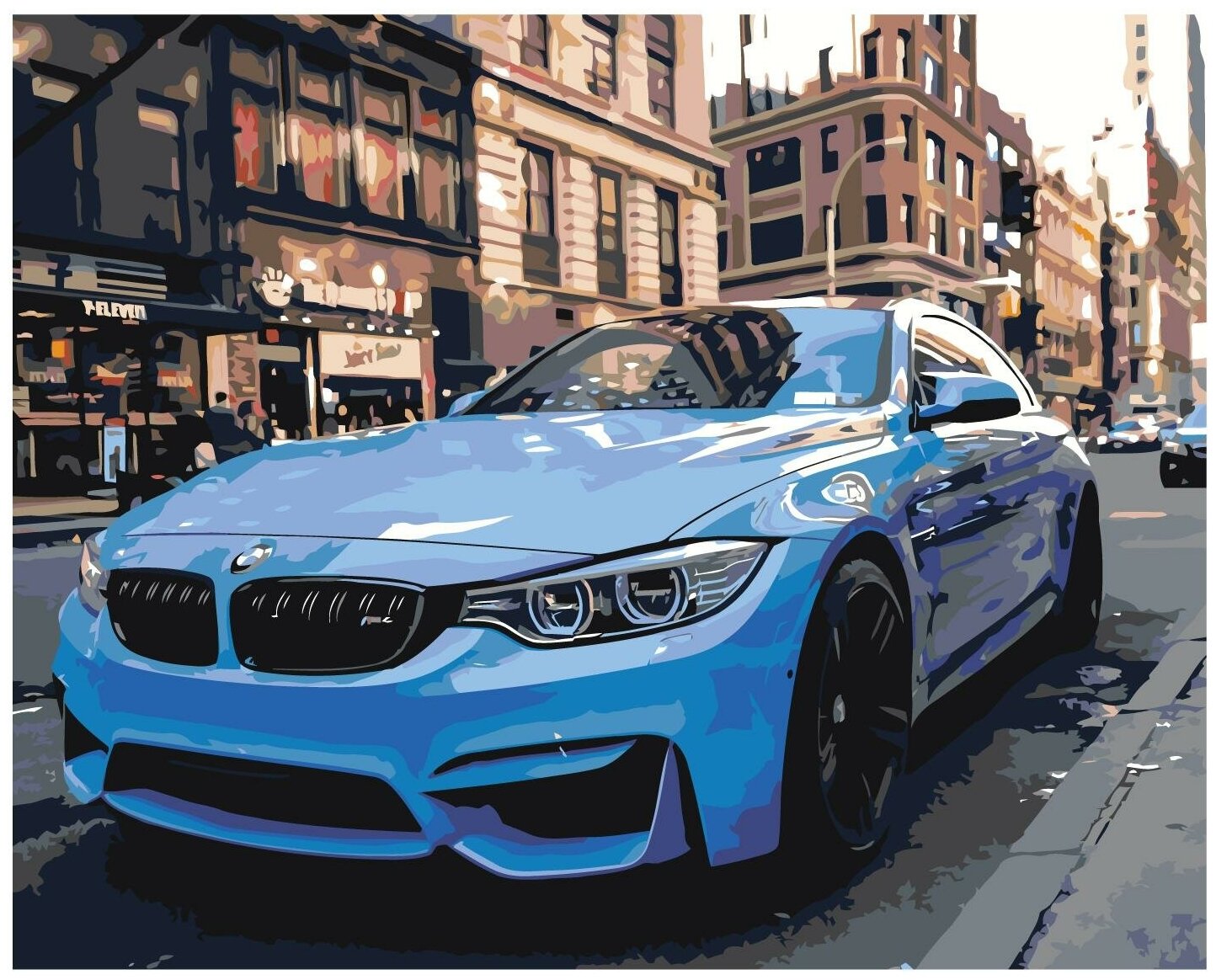 Спортивный автомобиль BMW M4 Раскраска картина по номерам на холсте