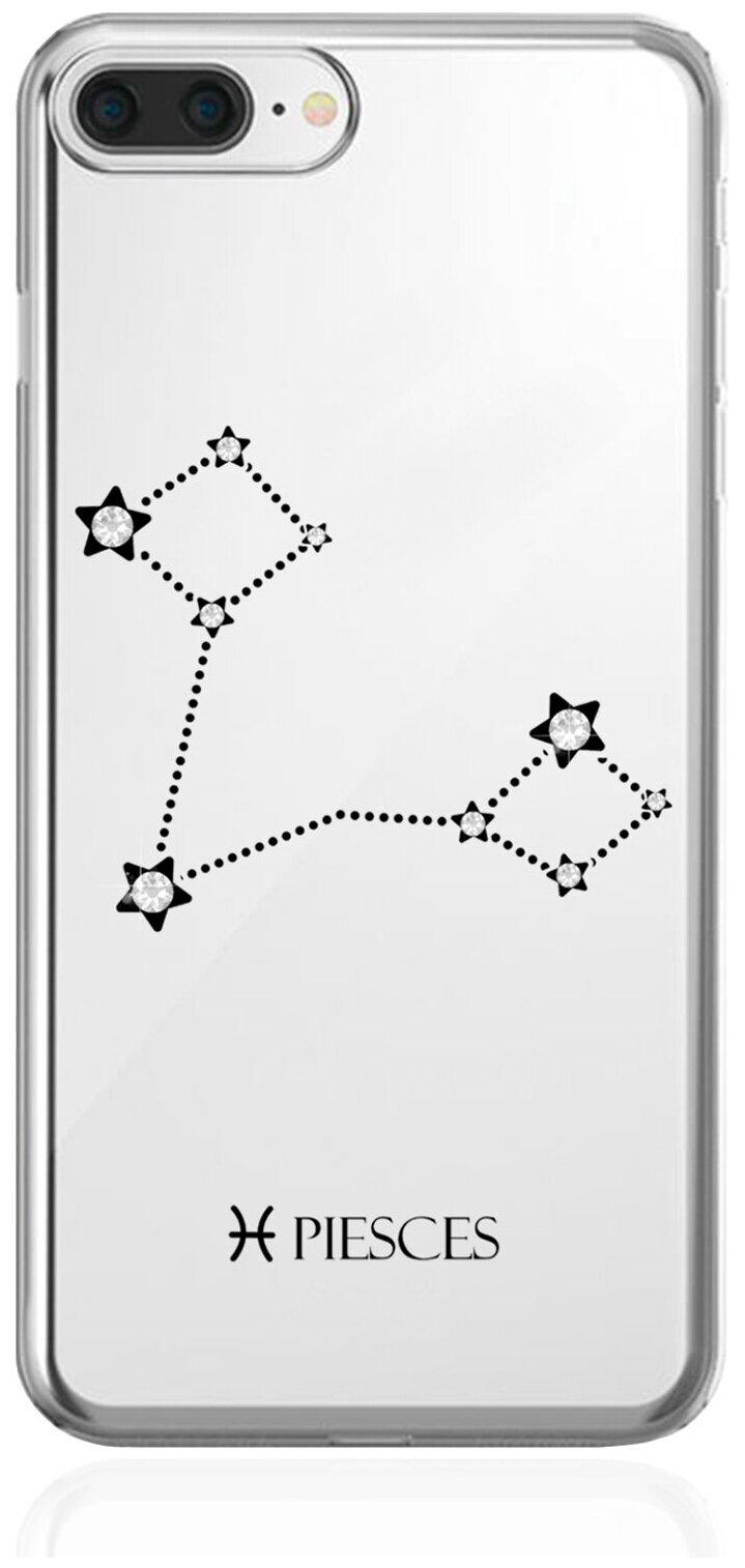 Прозрачный силиконовый чехол с кристаллами Lux для iPhone 7/8 Plus Знак зодиака Рыбы Pisces для Айфон 7/8 Плюс