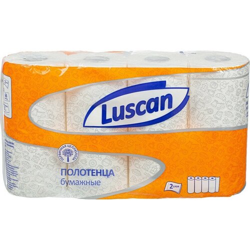 Полотенца бумажные LUSCAN бел цел 17м 2-сл, с тиснением, 4рул./уп.