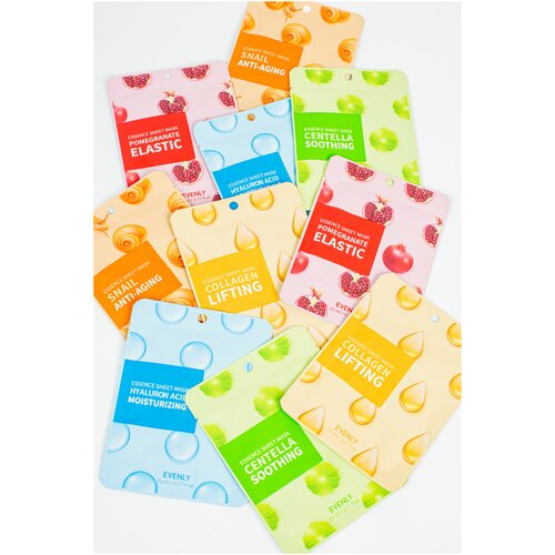 Ассорти набор корейских тканевых масок EVENLY Sheet Mask 10 шт х 23 мл